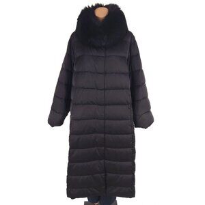 Marina Rinaldi Arctic Fox Fur Collar Down Coat Plus 22 2X Black Max Mara $1485